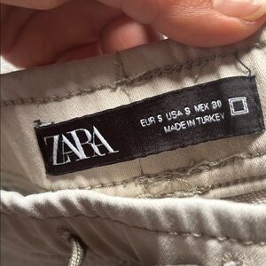 Zara Light Beige Drawstring Waist Pants